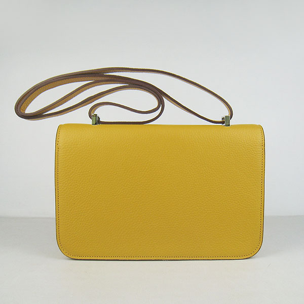 7A Hermes Constance Togo Leather Single Bag Yellow Silver Hardware H020